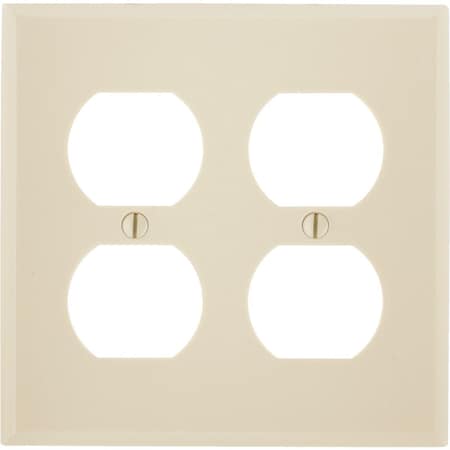 Leviton 2-Gang Smooth Plastic Outlet Wall Plate, Ivory 001-86016